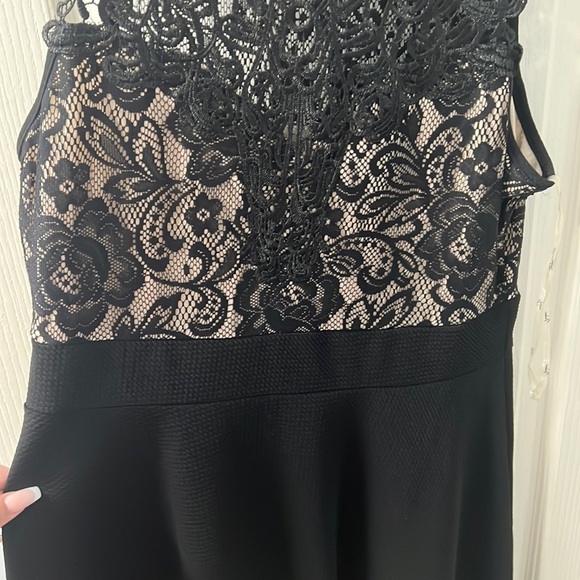 Black lace dress-nude chest covering - Picture 2 of 5